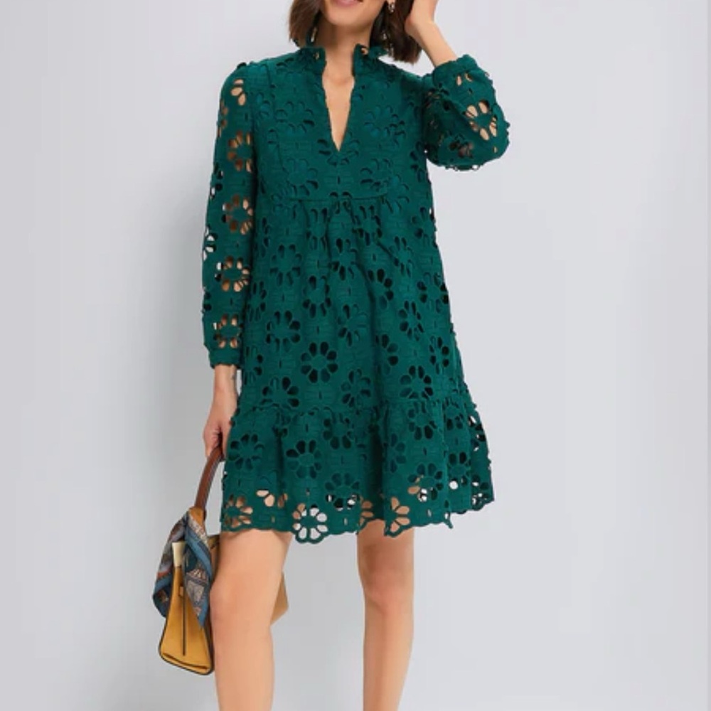 Tuckernuck Dark Teal Eyelet Long-Sleeve Dress - Picture 4 of 4